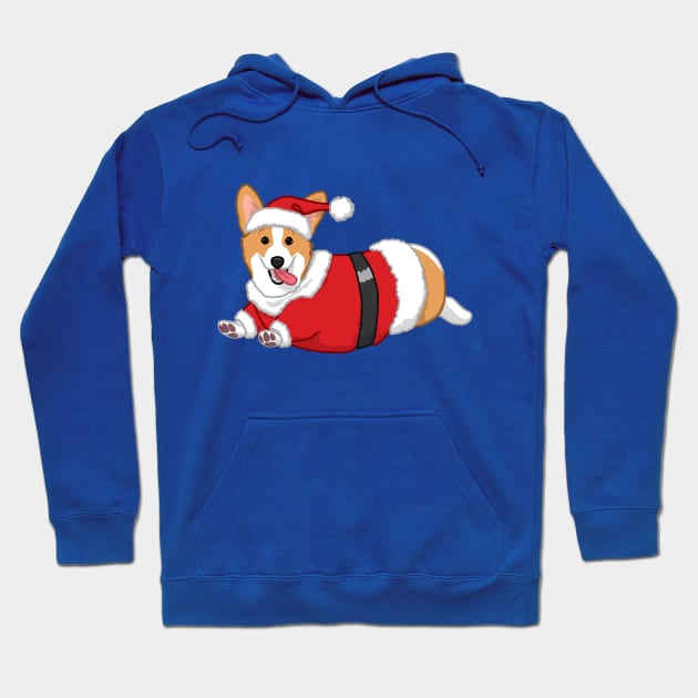 Cute Tan Corgi in Santa Christmas Costume Hoodie by csforest